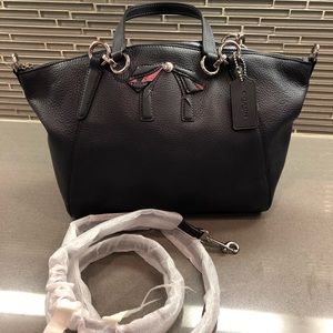Coach Small Black Leather Kelsey Satchel With Bow